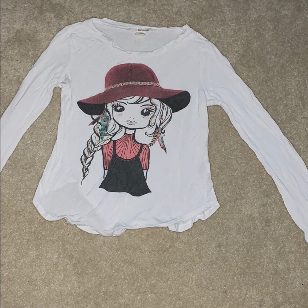 A white self esteem shirt with a cute little girl